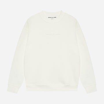 WHITE DOUBLE CROSS CREWNECK SWEATER