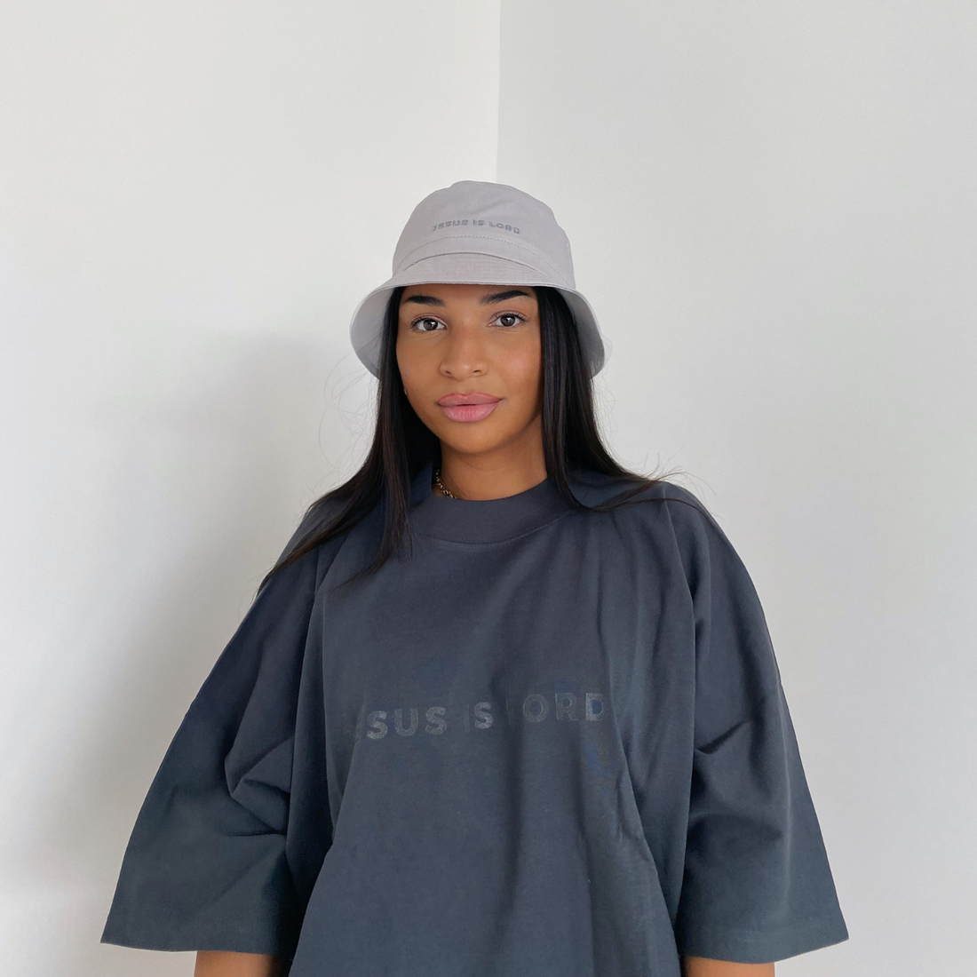 JESUS IS LORD GREIGE BUCKET HAT