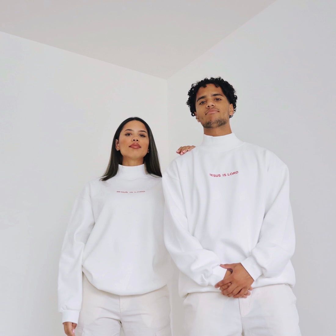 White Classic Crewneck Sweater christian streetwear