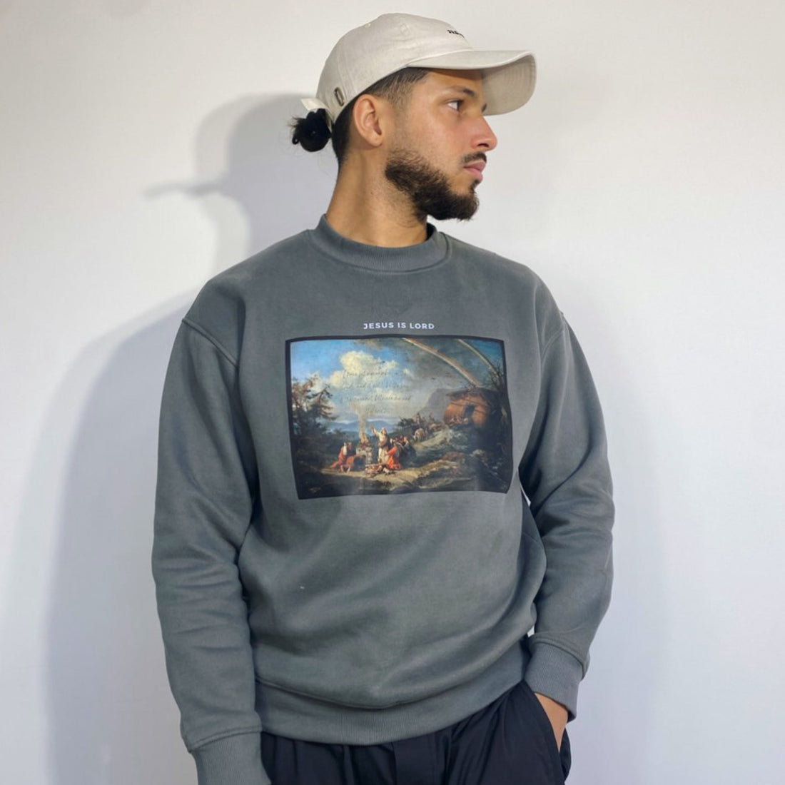 Gray ''Noah's Ark'' Crewneck Sweater