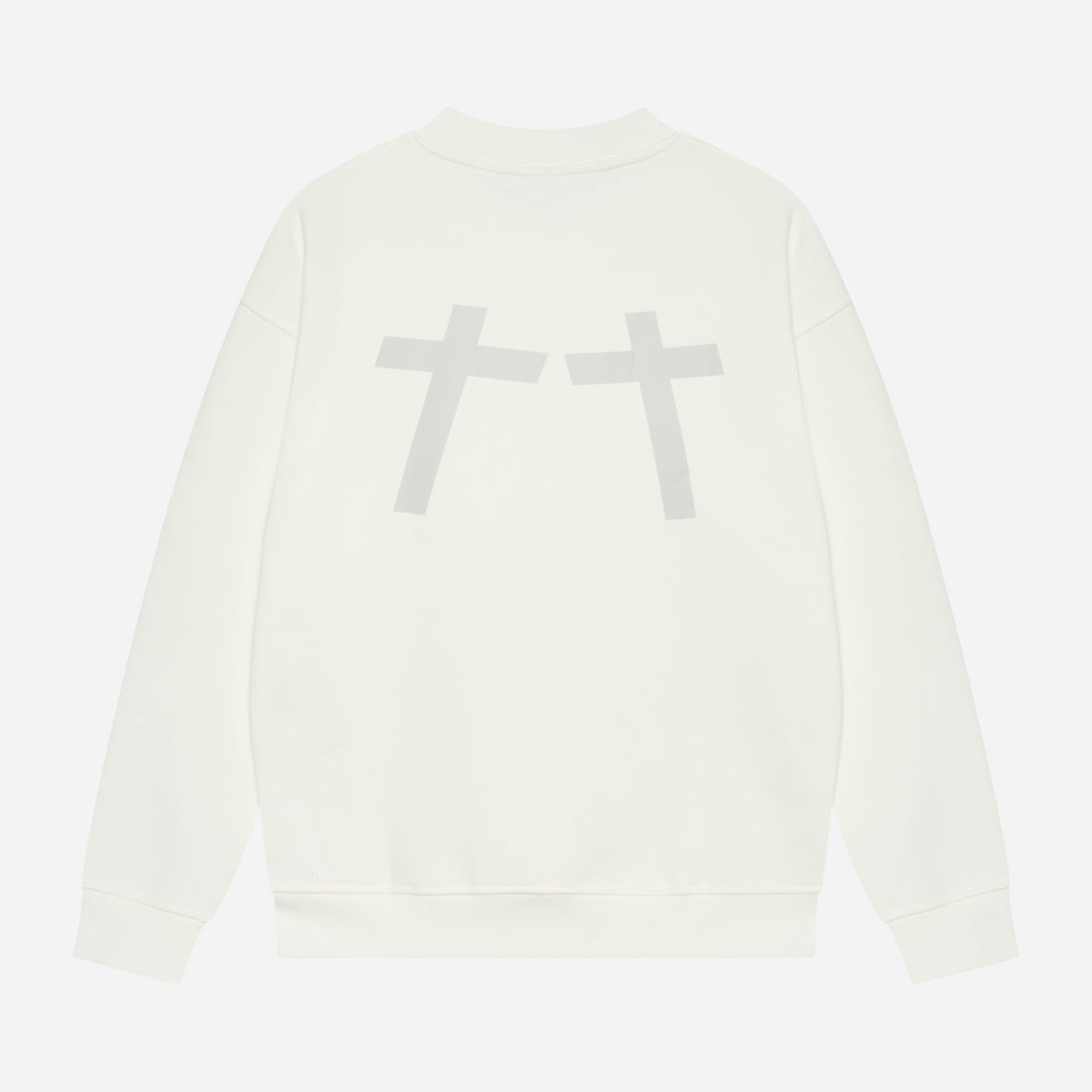 WHITE DOUBLE CROSS CREWNECK SWEATER